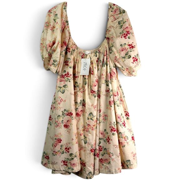 Mable Dresses & Skirts - cream floral puff sleeve mini dress cottagecore romantic prairie size m by mable
